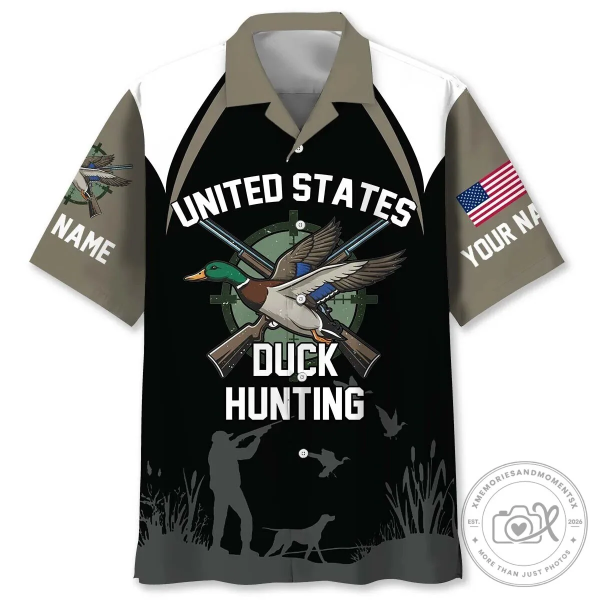 United States Duck Hunting Personalized Name Hawaiian Shirt for Men