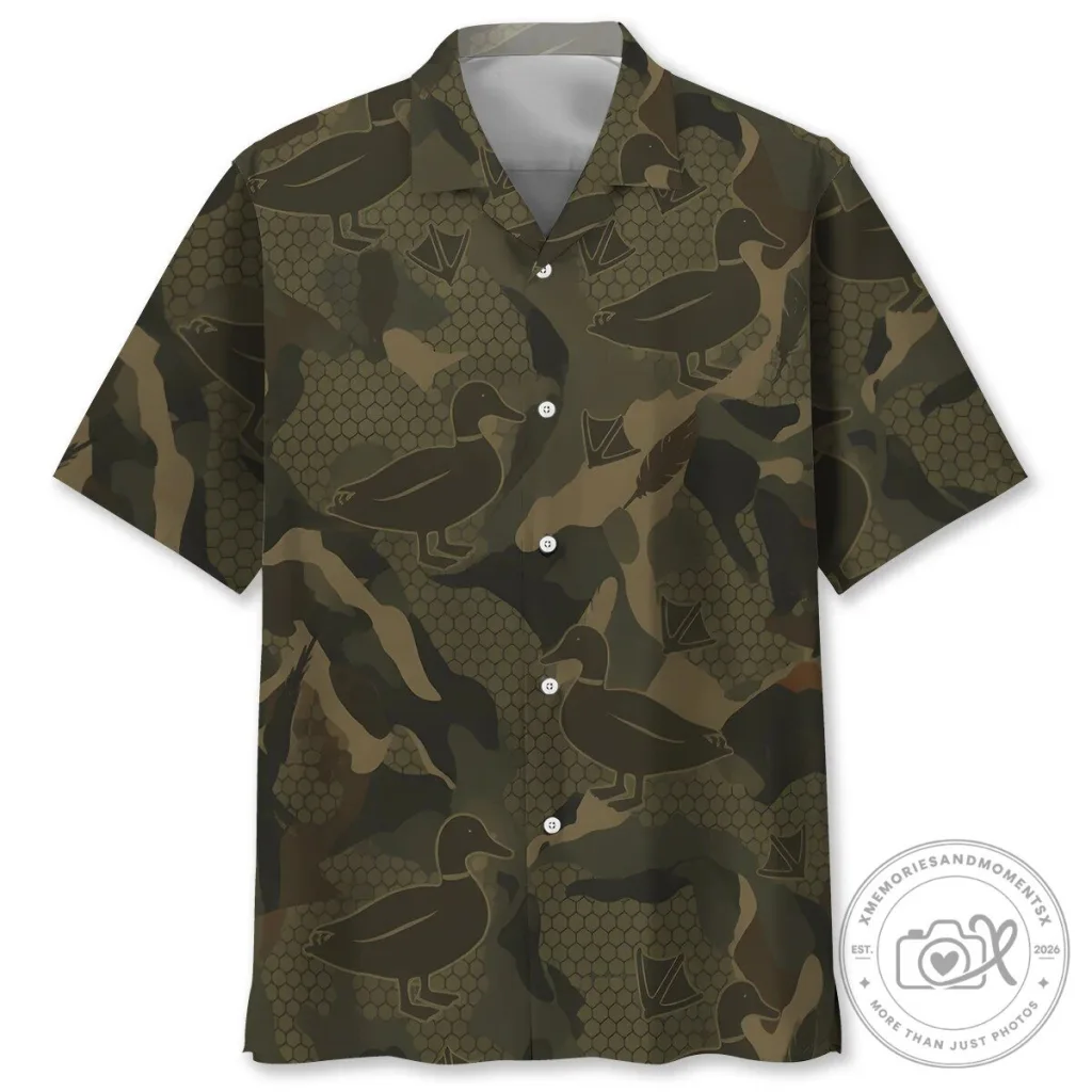Mallard Duck Camouflage Hunting Pattern Short Sleeve Button Down Hawaiian Shirt Mallard Duck Camouflage Hunting Pattern Short Sleeve Button Down Hawaiian Shirt