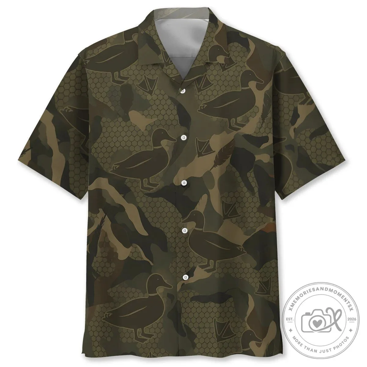 Mallard Duck Camouflage Hunting Pattern Short Sleeve Button Down Hawaiian Shirt