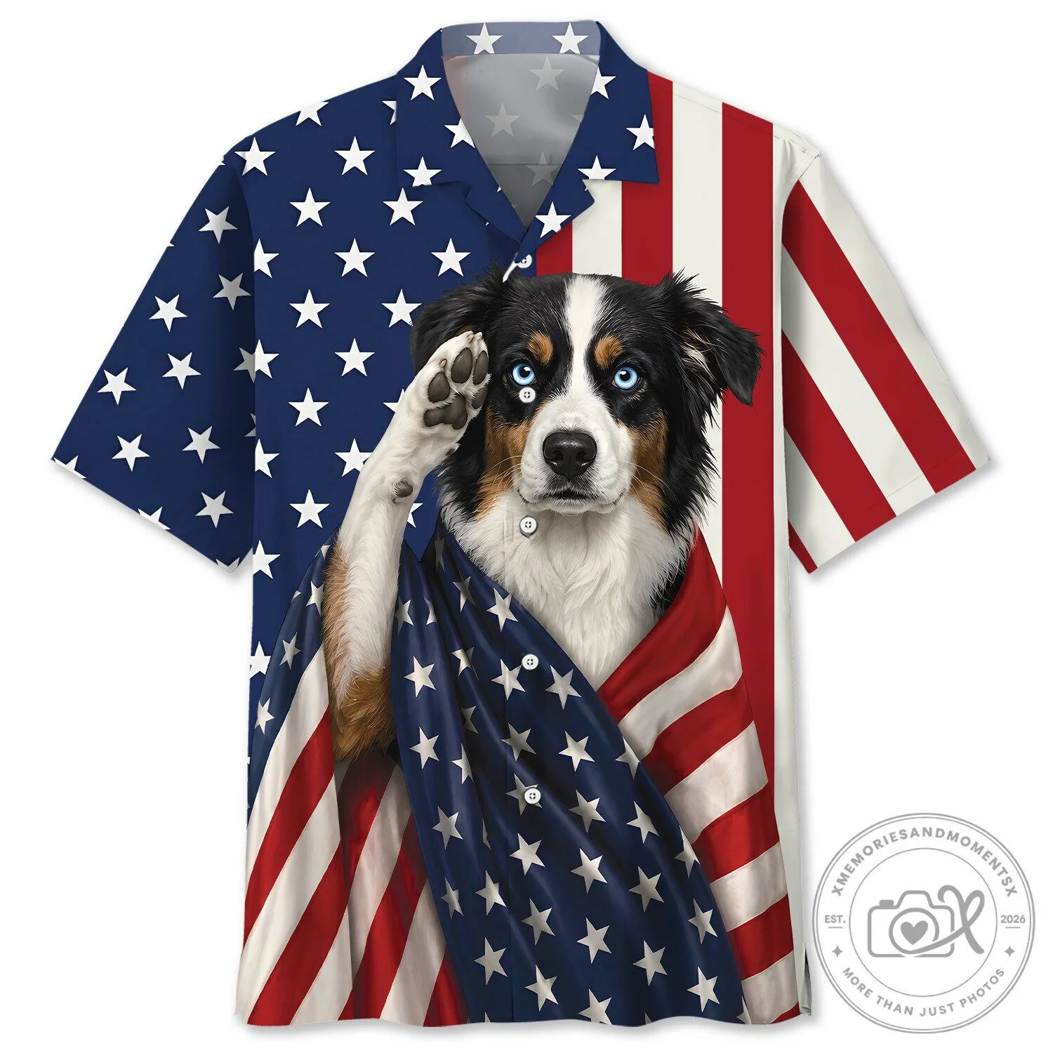 Australian Shepherd Patriot Dog American Flag Patriotic Hawaiian Shirt 5 Australian Shepherd Patriot Dog American Flag Patriotic Hawaiian Shirt
