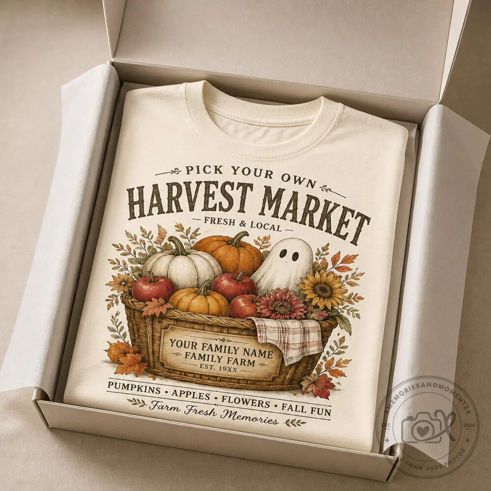 Farmers Market Halloween T-Shirt - Personalized Harvest Ghost Tee