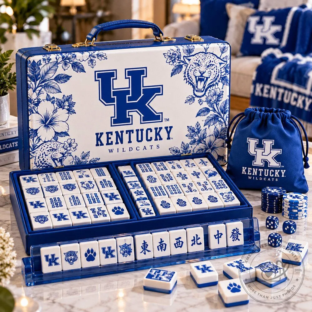 Kentucky Wildcats Mahjong Game Set with Storage Box and Playing Tiles