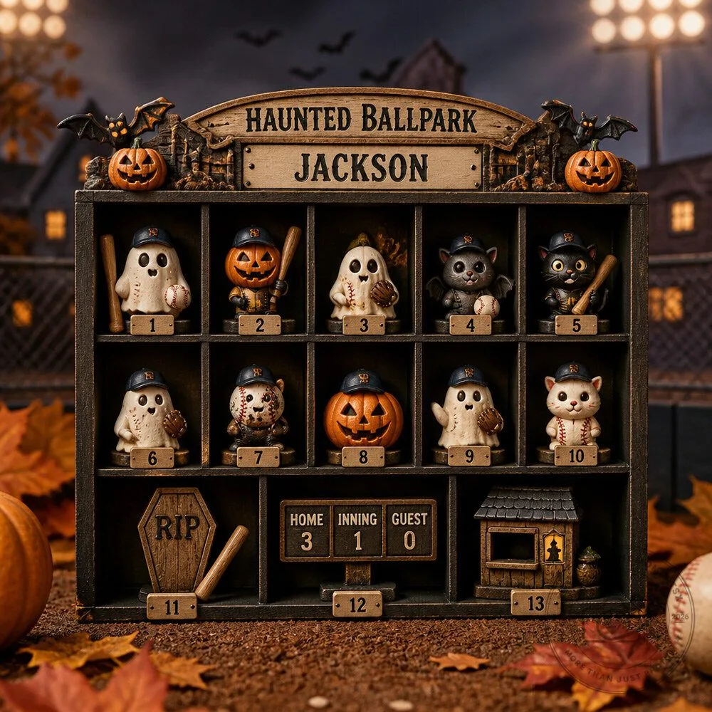 Halloween Baseball Character Countdown With 13 Original Mini Figures and Haunted Ballpark Theme