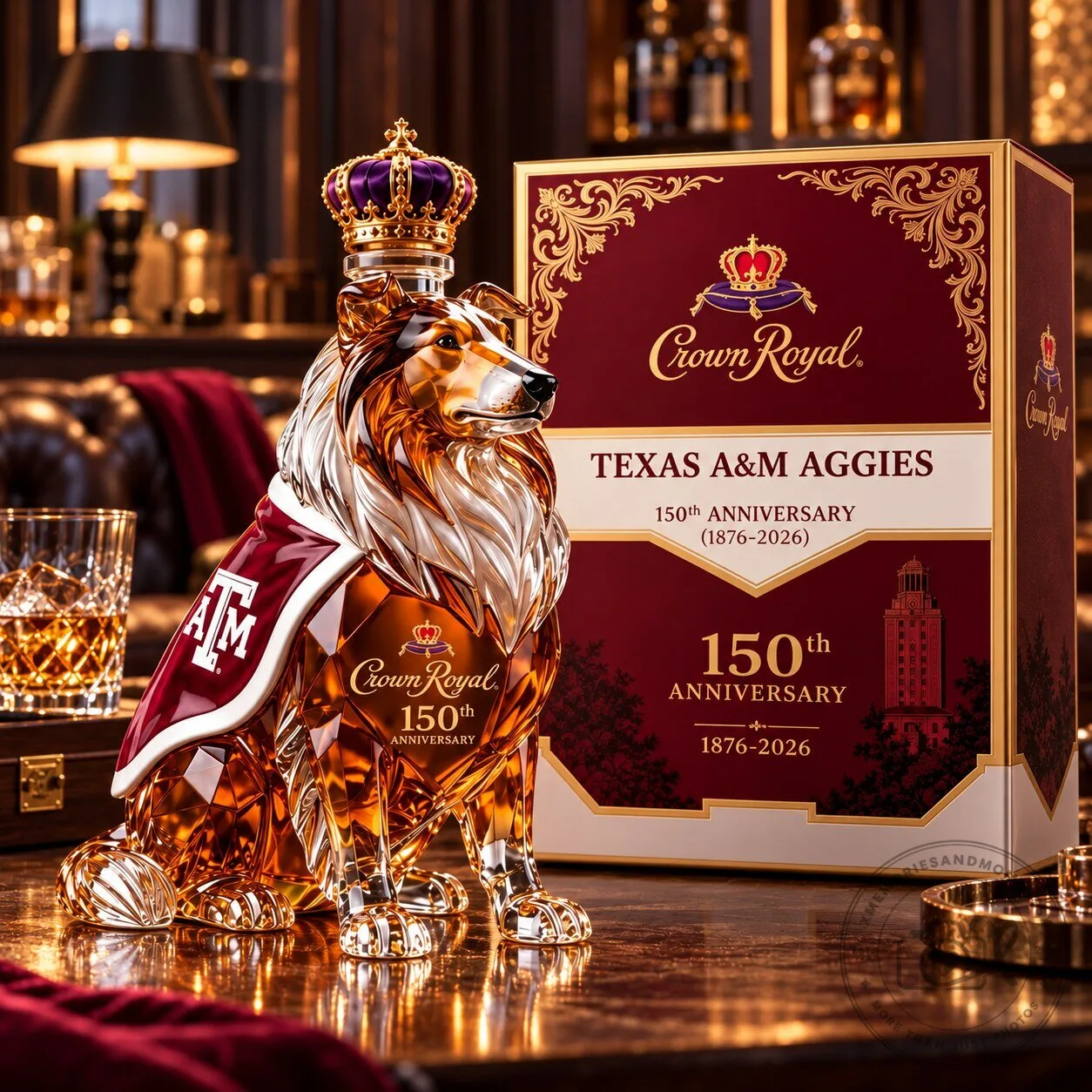 Texas A&M Aggies Crown Royal 150th Anniversary Whiskey Decanter